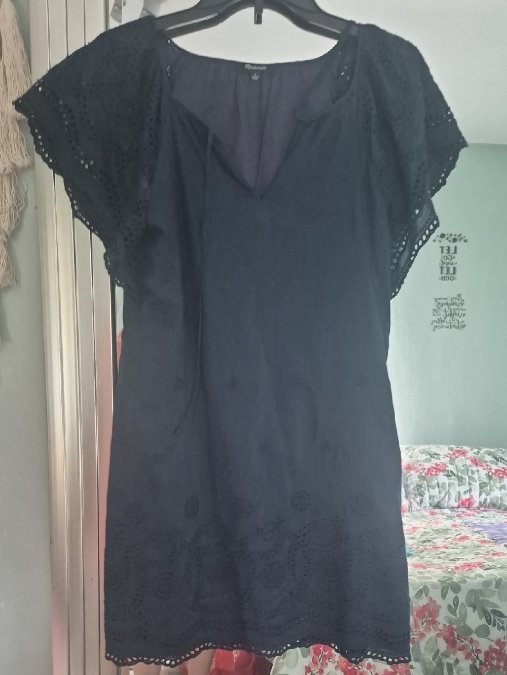 Madewell Black Eyelet Flutter-Sleeve Tunic